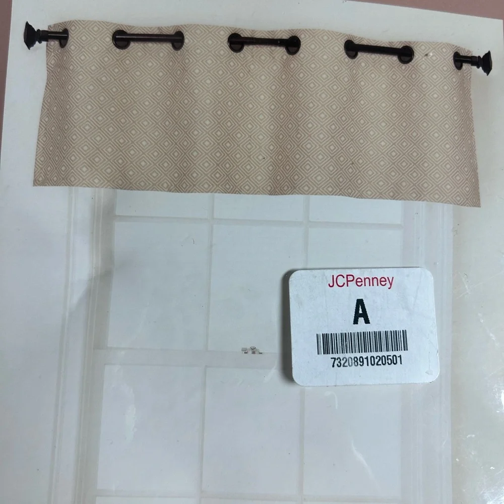 JCPenney Harrison Grommet Top Jacquard Valance in Beige & White